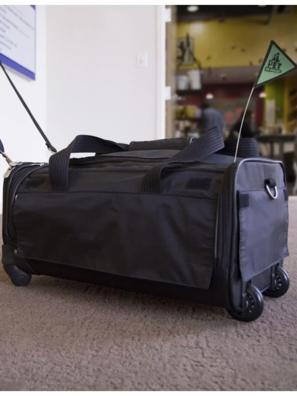 Sherpa on Wheels Indoor Pet Dog Carrier, Black Large for All Breed Sizes